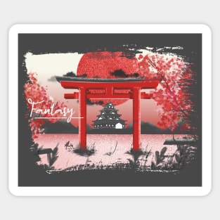 Japanese sunset in pacific ocean Sticker